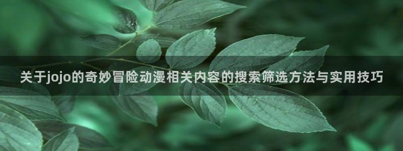 omofun动漫连载：关于jojo的奇妙冒险动漫相关内容的搜索筛选方法与实用技巧配图